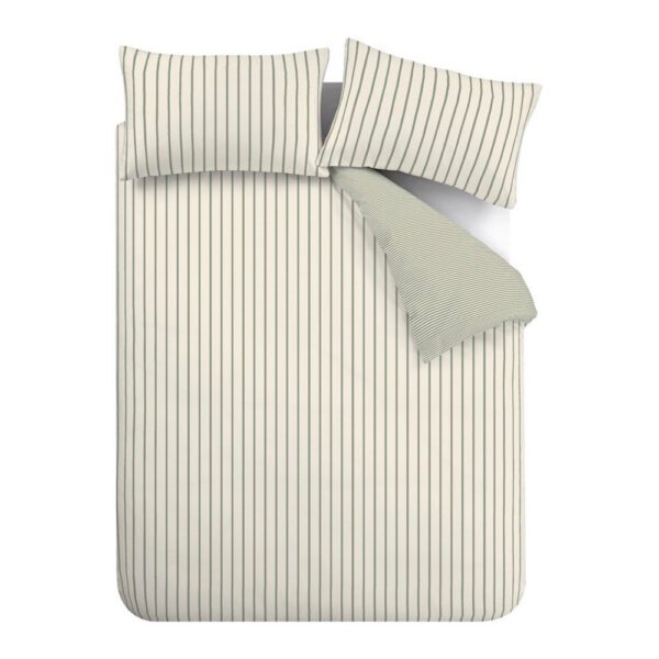 Zöld-krémszínű pamut ágyneműhuzat Hampton Stripe – Bianca
