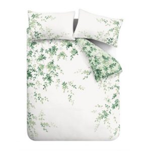 Fehér-zöld kétszemélyes hosszabbított pamut ágyneműhuzat 230x220 cm Scenic Leaves – RHS
