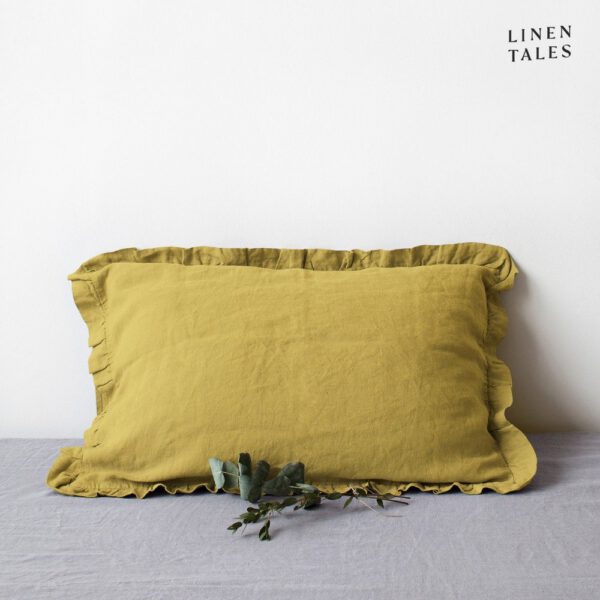 Len párnahuzat 40x40 cm Lemon Curry – Linen Tales
