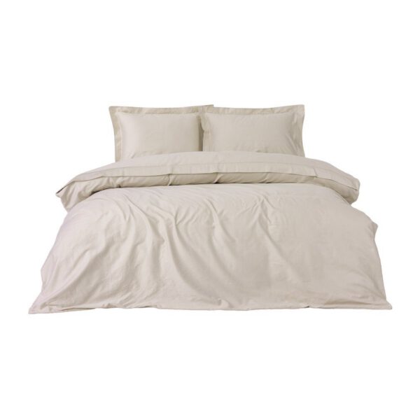 Bézs kétszemélyes hosszabbított pamut-szatén ágyneműhuzat 240x220 cm Elegant – Mijolnir