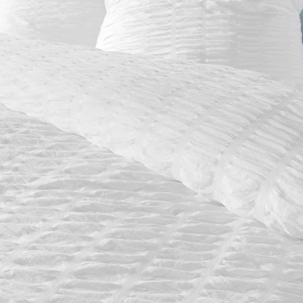 Fehér egyszemélyes krepp ágyneműhuzat 140x200 cm Plissia – douceur d'intérieur
