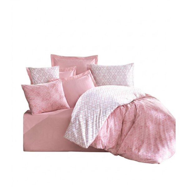 Fehér-rózsaszín egyszemélyes renforcé pamut ágyneműhuzat 140x200 cm Soft Geometry – Mila Home Luxury