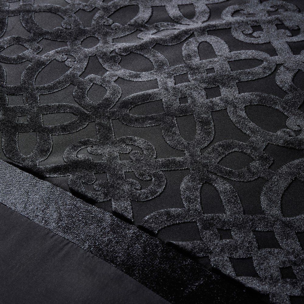 Bézs-krémszínű bársony ágyneműhuzat Lattice Cut – Catherine Lansfield, Fekete