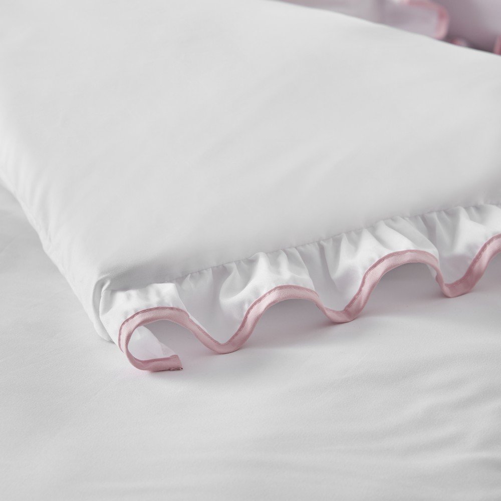 Fehér-rózsaszín ágyneműhuzat So Soft Mono Frill – Catherine Lansfield