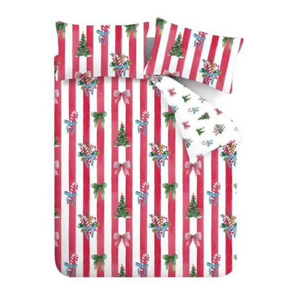 Piros-fehér -hosszabbított ágyneműhuzat Christmas Stripe – Catherine Lansfield