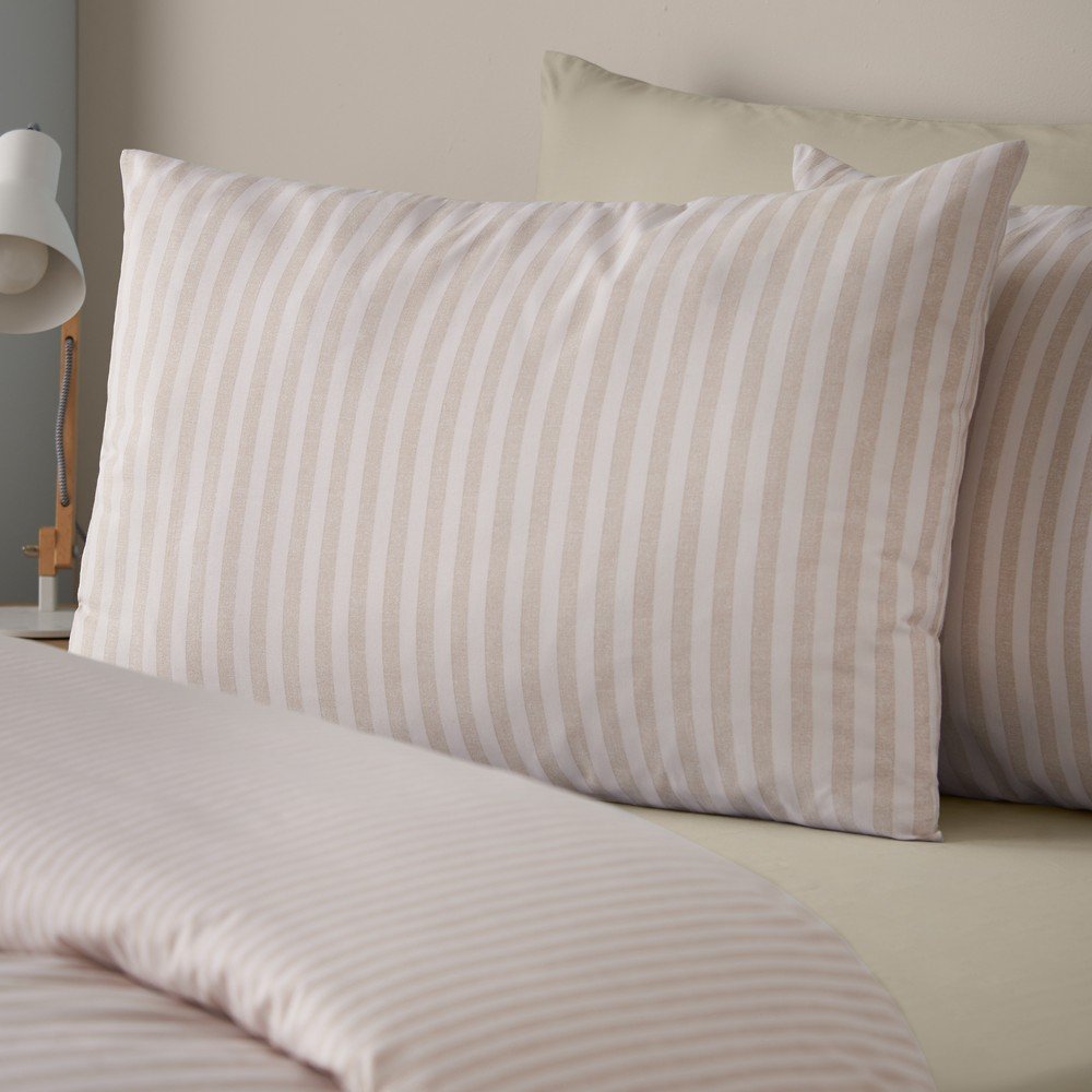 Ágyneműhuzat Epping Textured Stripe – Catherine Lansfield, Bézs