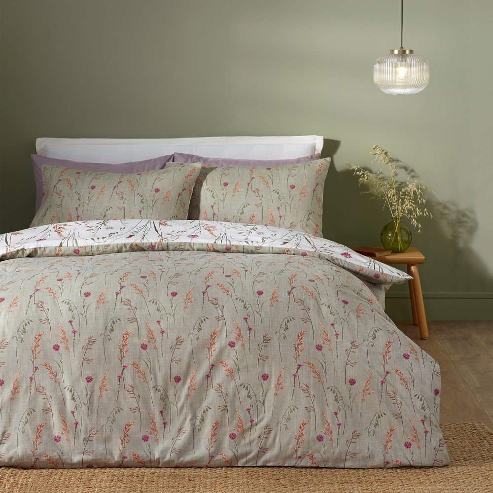 Zöld-barna flanel ágyneműhuzat Grasmere Floral – Catherine Lansfield