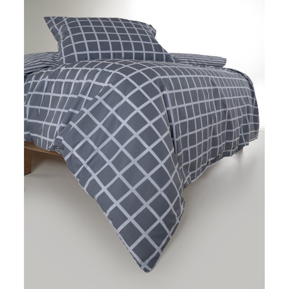 Szürke egyszemélyes renforcé pamut ágyneműhuzat 140x200 cm Linear Calm Geometric – Mila Home Luxury