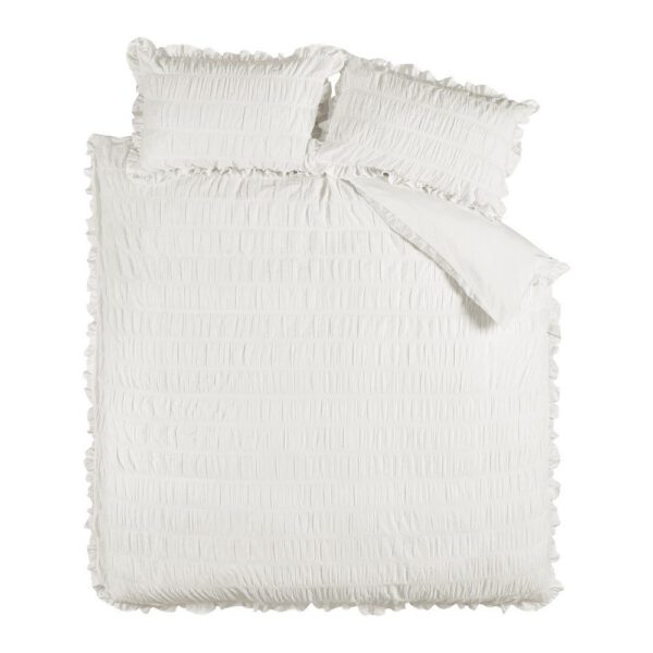 Fehér -hosszabbított krepp ágyneműhuzat Seersucker Frill – Catherine Lansfield
