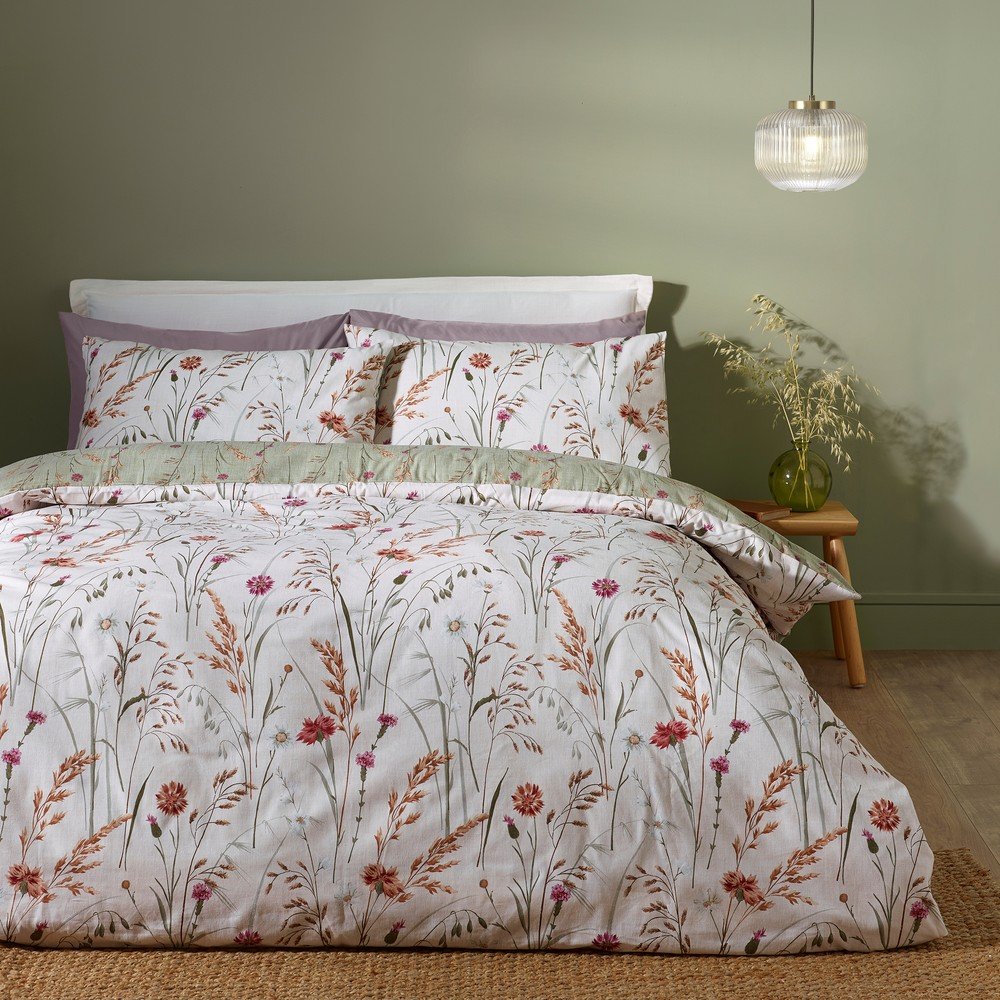 Zöld-barna flanel ágyneműhuzat Grasmere Floral – Catherine Lansfield