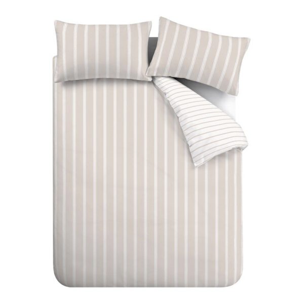 Bézs kétszemélyes hosszabbított pamut ágyneműhuzat 230x220 cm Ashford Stripe – Bianca