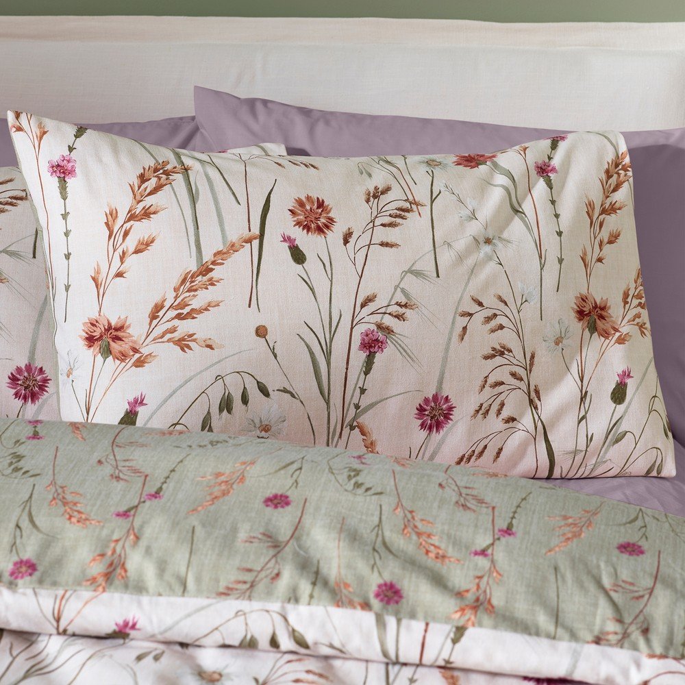 Zöld-barna flanel ágyneműhuzat Grasmere Floral – Catherine Lansfield