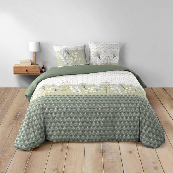 Fehér-zöld kétszemélyes-hosszabbított pamut ágyneműhuzat 240x220 cm Poetine – douceur d'intérieur