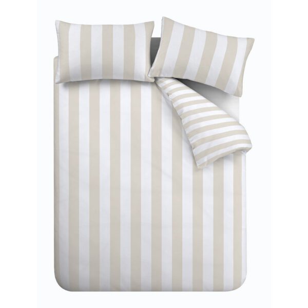 Fehér-bézs hosszabbított ágyneműhuzat Cove Stripe – Catherine Lansfield