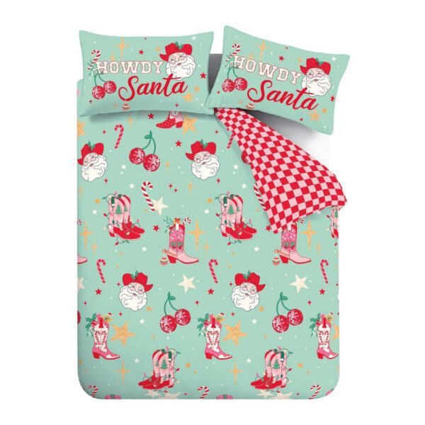 Zöld-rózsaszín -hosszabbított ágyneműhuzat Santa's Howdy Christmas – Catherine Lansfield