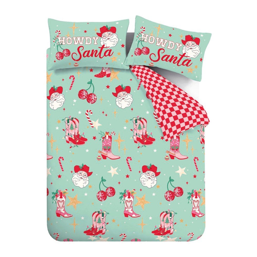 Zöld-rózsaszín -hosszabbított ágyneműhuzat Santa's Howdy Christmas – Catherine Lansfield