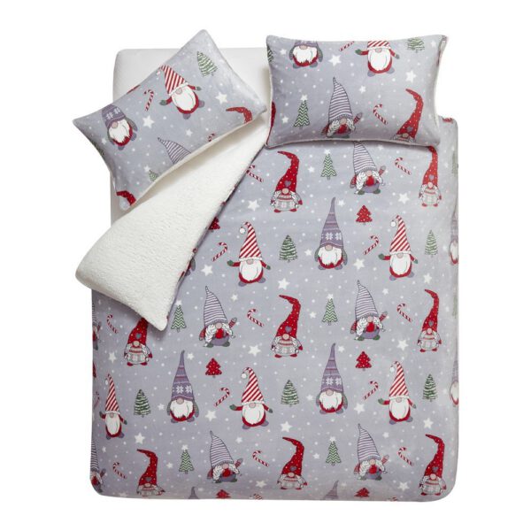 Szürke kétszemélyes-hosszabbított mikroplüss ágyneműhuzat 230x220 cm Festive Gnomes – Catherine Lansfield