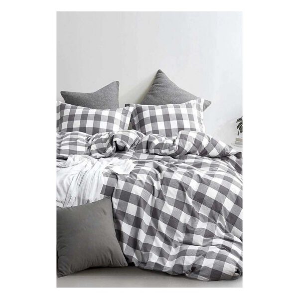Fehér-szürke kétszemélyes-hosszabbított pamut ágyneműhuzat lepedővel 200x220 cm – Mila Home