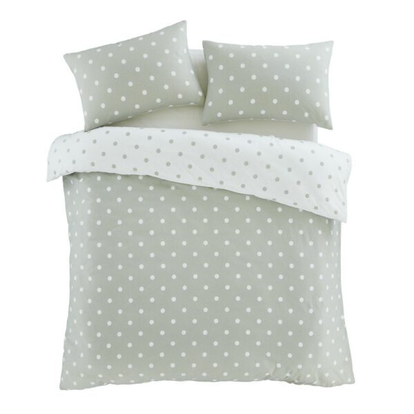 Fehér-zöld flanel ágyneműhuzat Polka Dot – Catherine Lansfield