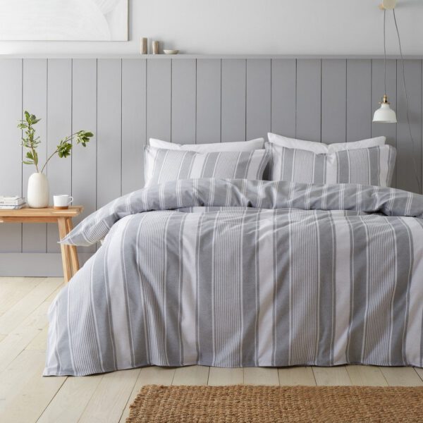Szürke flanel ágyneműhuzat Ticking Stripe – Bianca