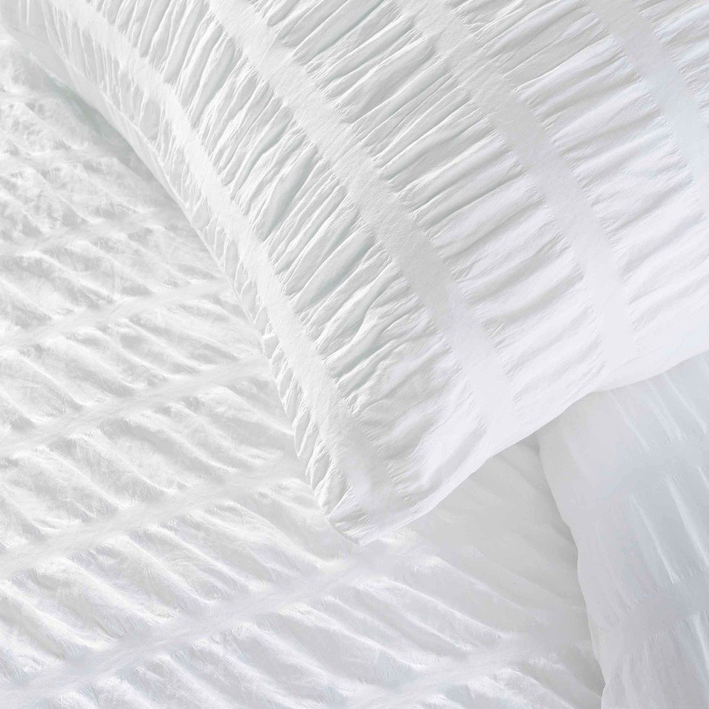 Fehér egyszemélyes krepp ágyneműhuzat 140x200 cm Plissia – douceur d'intérieur