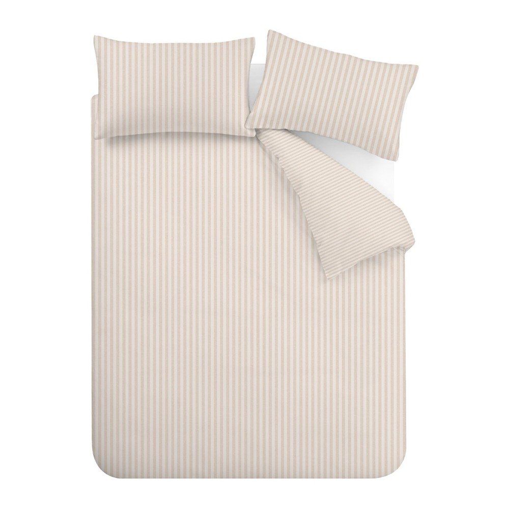 Bézs háromrészes ágyneműhuzat Epping Textured Stripe – Catherine Lansfield