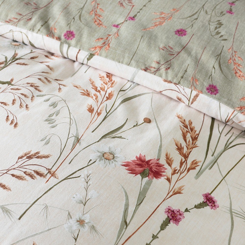 Zöld-barna flanel ágyneműhuzat Grasmere Floral – Catherine Lansfield