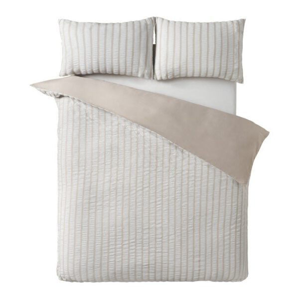 Bézs ágyneműhuzat So Soft Seersucker Stripe – Catherine Lansfield