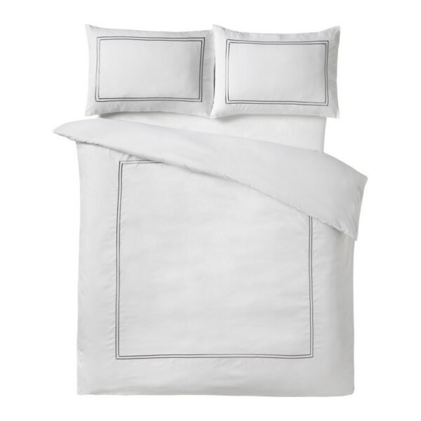 Fehér szatén ágyneműhuzat So Soft Mono Satin Stitch – Catherine Lansfield