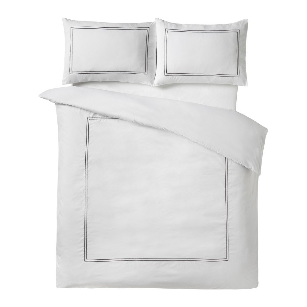 Fehér szatén ágyneműhuzat So Soft Mono Satin Stitch – Catherine Lansfield