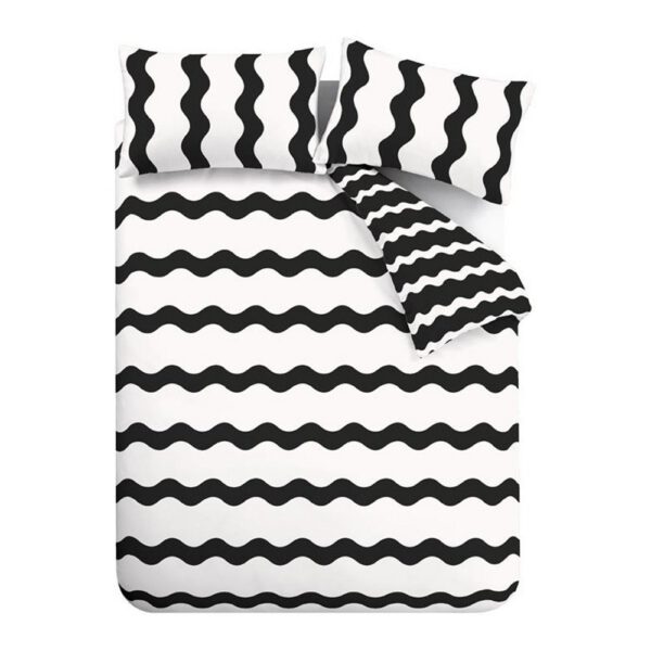 Fekete-fehér egyszemélyes ágyneműhuzat 135x200 cm Waves – Sassy B