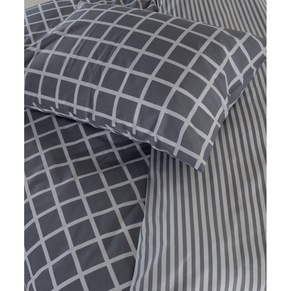 Szürke egyszemélyes renforcé pamut ágyneműhuzat 140x200 cm Linear Calm Geometric – Mila Home Luxury