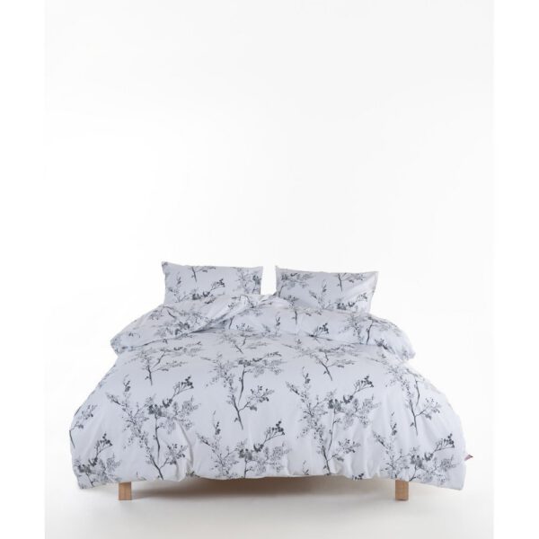 Fehér-szürke egyszemélyes renforcé pamut ágyneműhuzat 140x200 cm White Floral – Mila Home Luxury