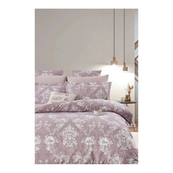 Rózsaszín kétszemélyes hosszabbított négyrészes renforcé pamut ágyneműhuzat lepedővel 200x220 cm – Mila Home