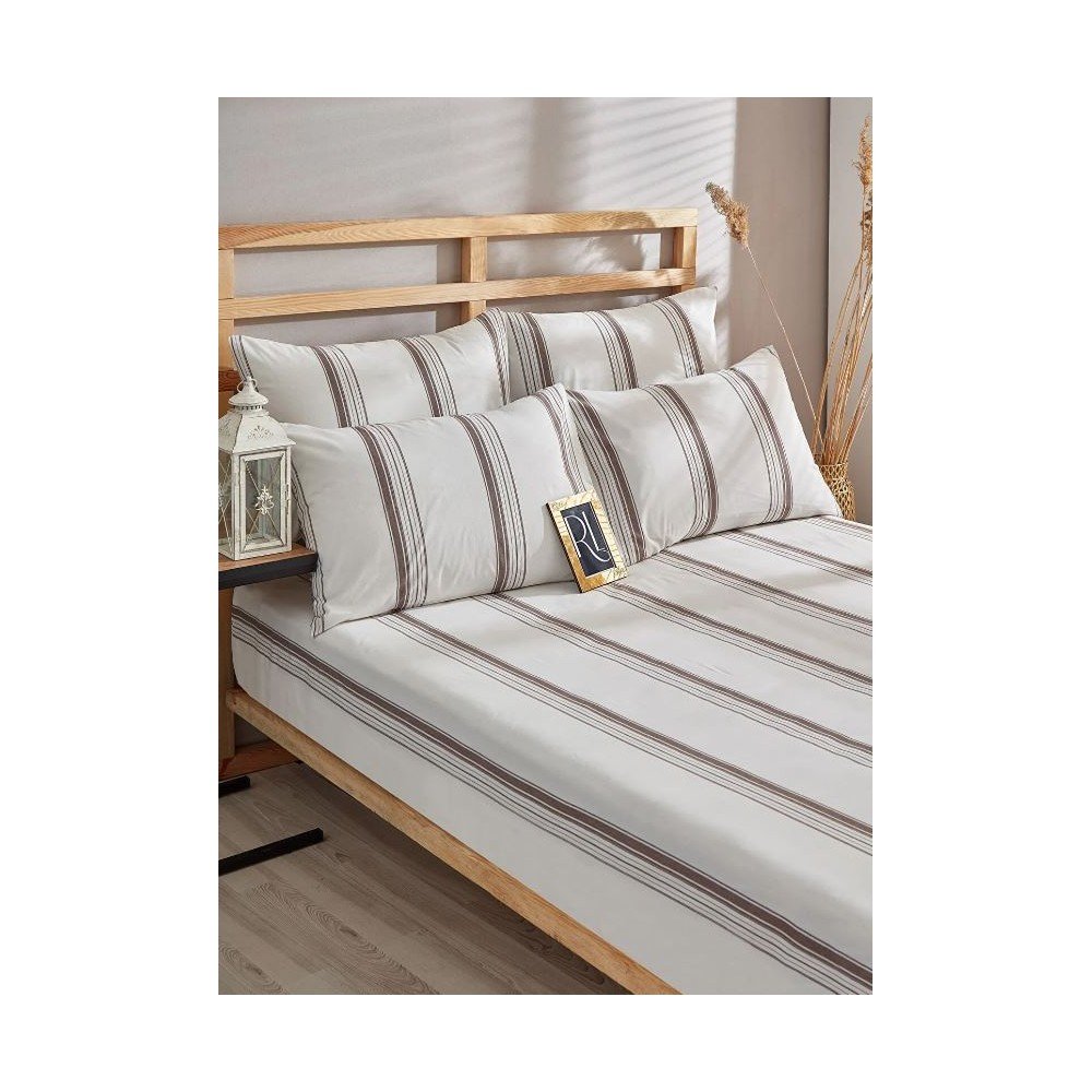 Barna-bézs kétszemélyes hosszabbított pamut ágyneműhuzat 200x220 cm – Mila Home