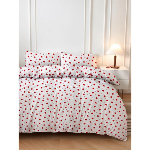 Piros-fehér kétszemélyes ágyneműhuzat 200x200 cm Love Heart – Mijolnir