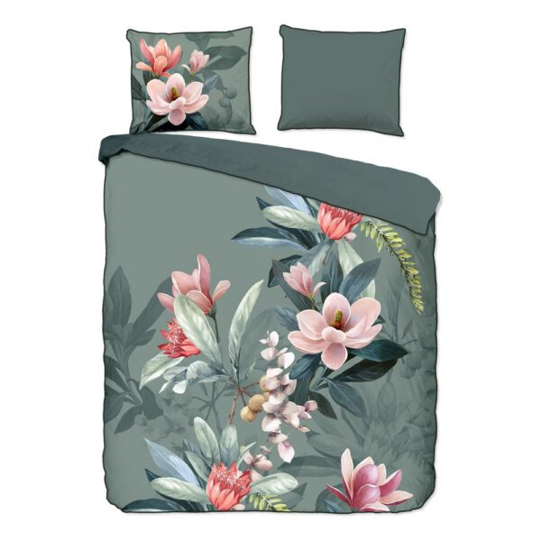 Rose zöld organikus pamut egyszemélyes ágyneműhuzat, 140 x 220 cm - Descanso