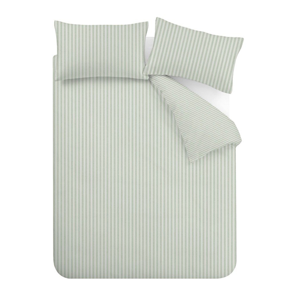 Zöld ágyneműhuzat Epping Textured Stripe – Catherine Lansfield