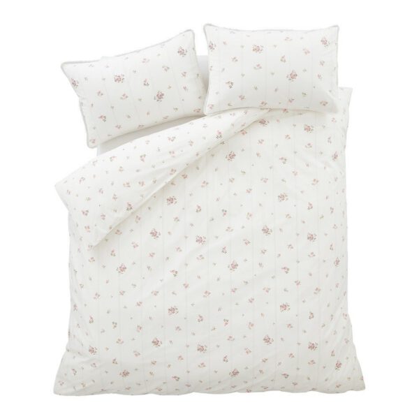 Krémszínű háromrészes pamut-perkál ágyneműhuzat Vintage Rosebud Lace – Bianca