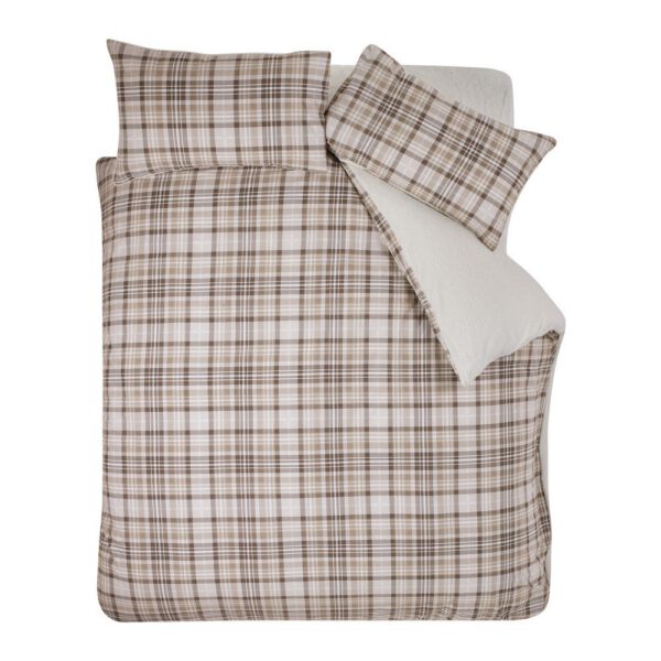 Barna -hosszabbított sherpa ágyneműhuzat Cosy Sherpa Check – Catherine Lansfield