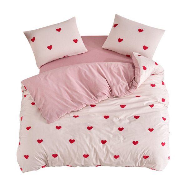 Rózsaszín háromrészes hosszabbított ágyneműhuzat lepedővel Red Heart – Mila Home