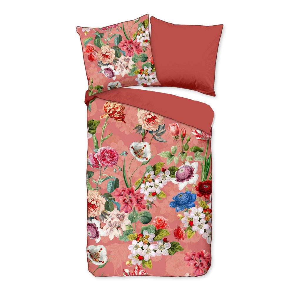 Flowery narancssárga organikus pamut kétszemélyes ágyneműhuzat, 200 x 220 cm - Descanso