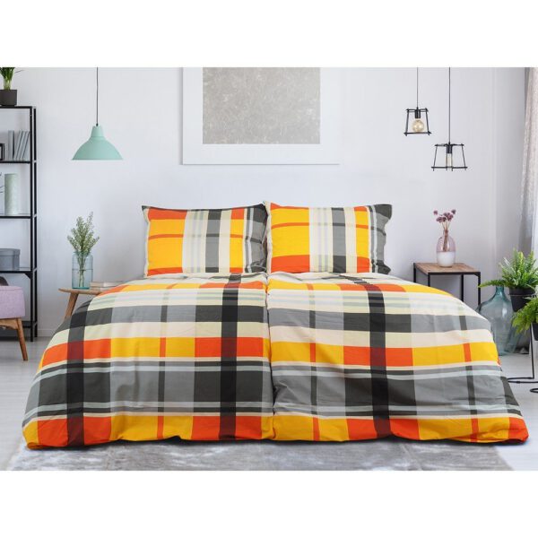Narancssárga egyszemélyes krepp ágyneműhuzat 140x200 cm Orabge Kube – B.E.S.