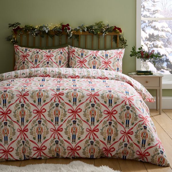 Natúr színű ágyneműhuzat Christmas Nutcracker Bows – Catherine Lansfield