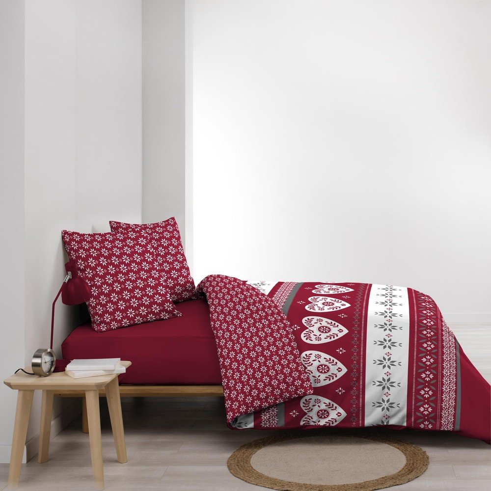 Piros kétszemélyes hosszabbított pamut ágyneműhuzat 240x220 cm Alpage – douceur d'intérieur
