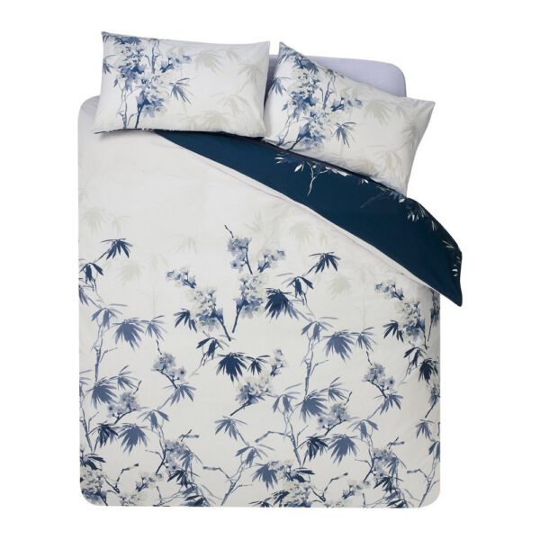 Sötétkék-krémszínű ágyneműhuzat Kyoto Floral – Catherine Lansfield